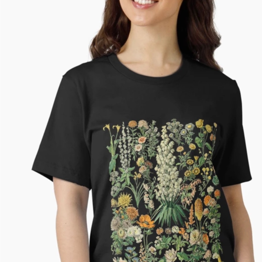 Floral Garden Black Tee